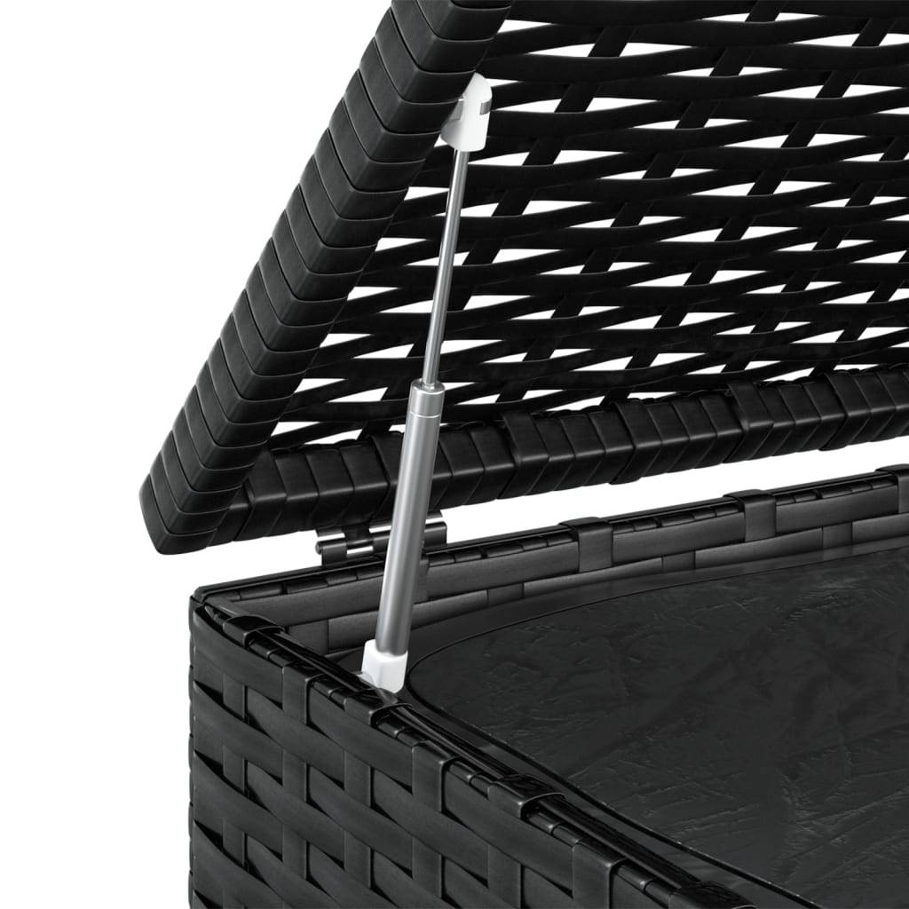Boîte à coussins coffre de rangement de jardin résine tressée 100 x 97,5 x 104 cm noir - Image 4
