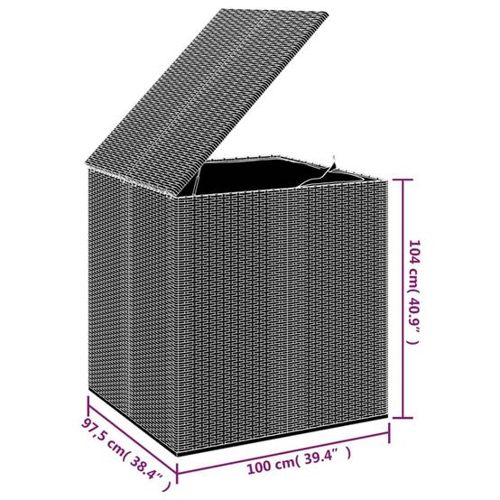 Boîte à coussins coffre de rangement de jardin résine tressée 100 x 97,5 x 104 cm noir - Image 5