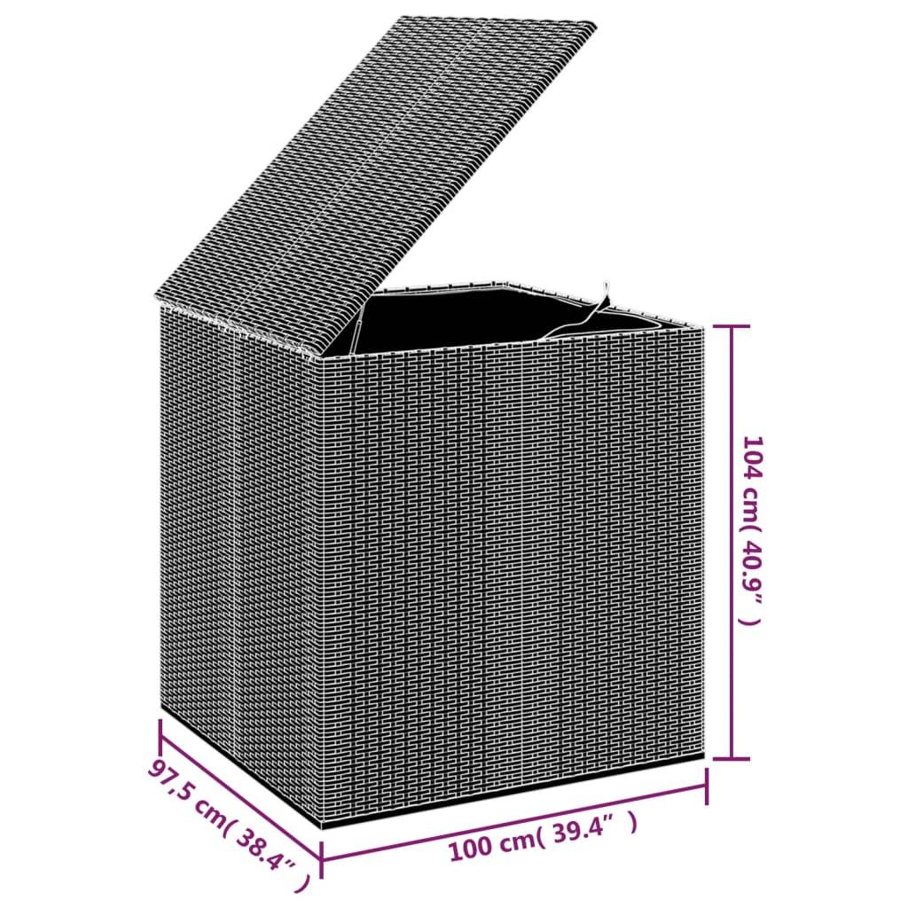 Boîte à coussins coffre de rangement de jardin résine tressée 100 x 97,5 x 104 cm noir - Image 5