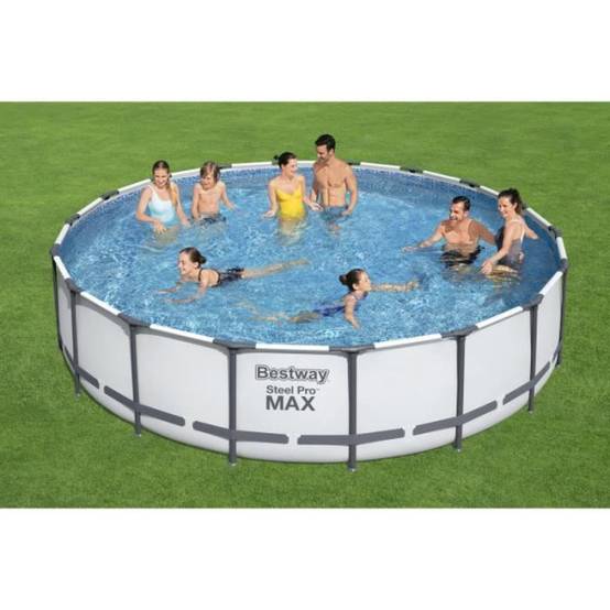 Bestway - Kit Piscine hors sol tubulaire BESTWAY - Steel Pro Max™ - 549 x 122 cm - Ronde (Avec filtre a cartouche, une bâche et une éc - Image 2