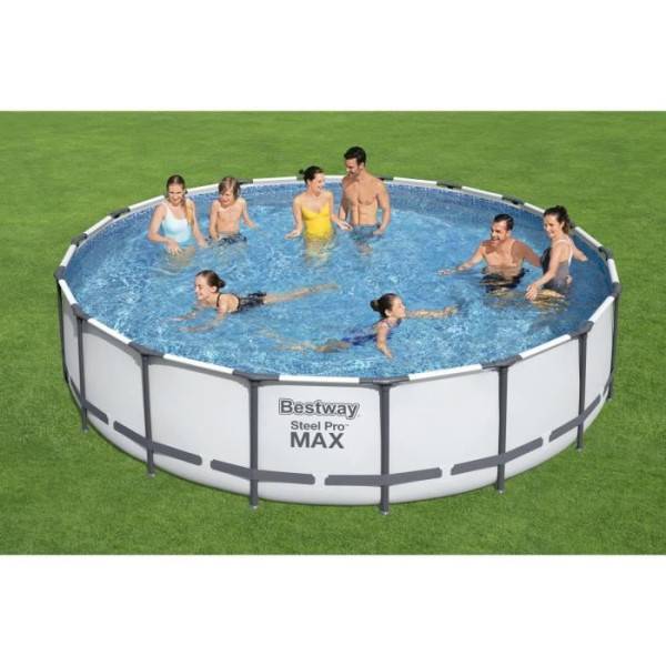 Bestway - Kit Piscine hors sol tubulaire BESTWAY - Steel Pro Max™ - 549 x 122 cm - Ronde (Avec filtre a cartouche, une bâche et une éc - Image 2