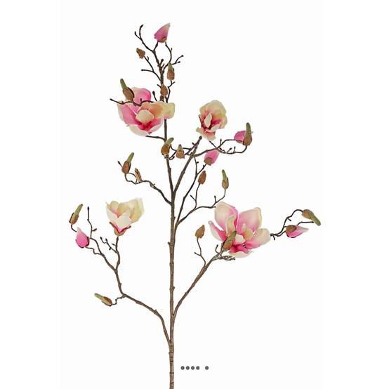 Branche de magnolia artificiel 4 fleurs 22 boutons H 107 cm Rose pâle - couleur: Rose pâle - Image 2