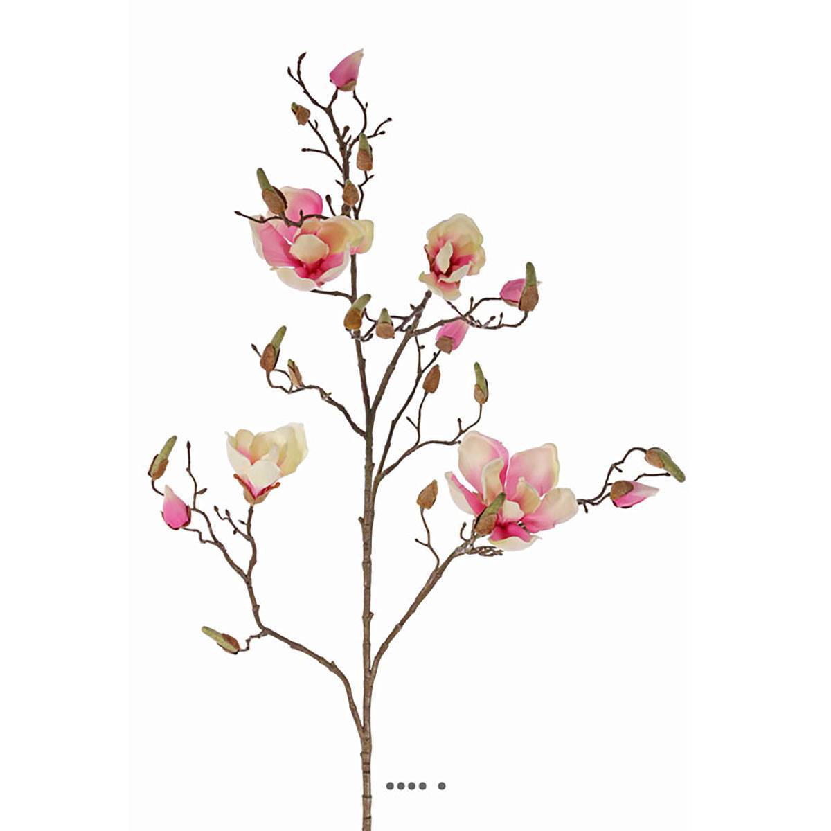 Branche de magnolia artificiel 4 fleurs 22 boutons H 107 cm Rose pâle - couleur: Rose pâle - Image 2