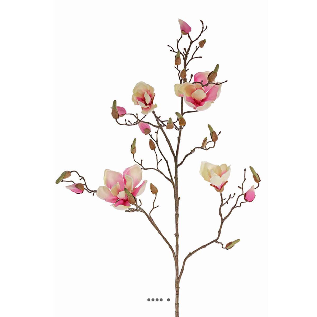 Branche de magnolia artificiel 4 fleurs 22 boutons H 107 cm Rose pâle - couleur: Rose pâle - Image 1