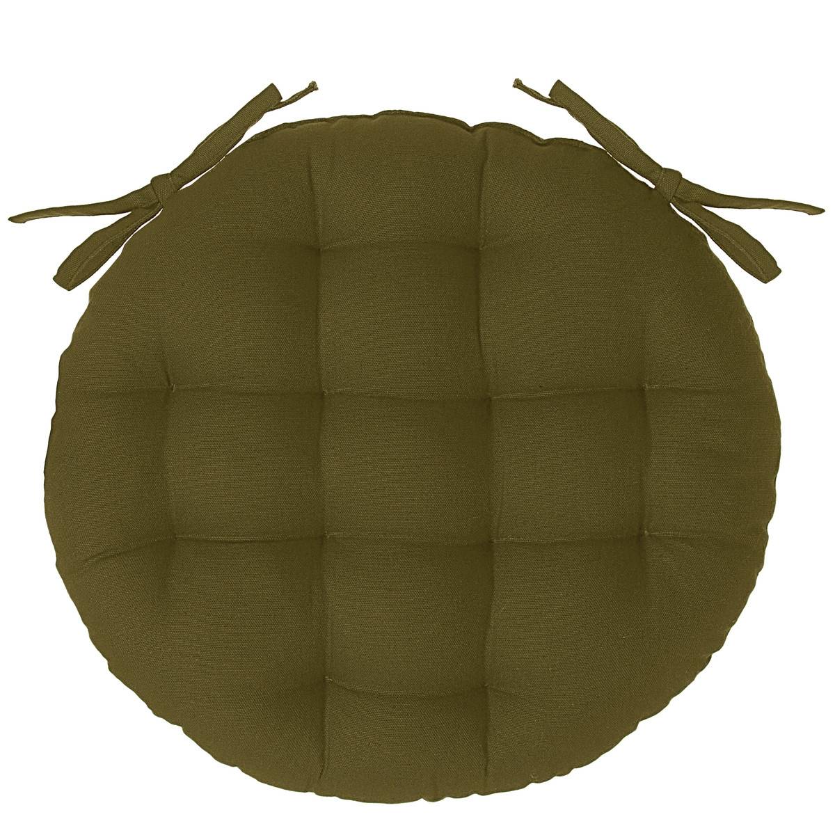 Atmosphera - Lot de 2 Galettes de chaise en Coton Vert kaki D 38 cm - Imagen 3