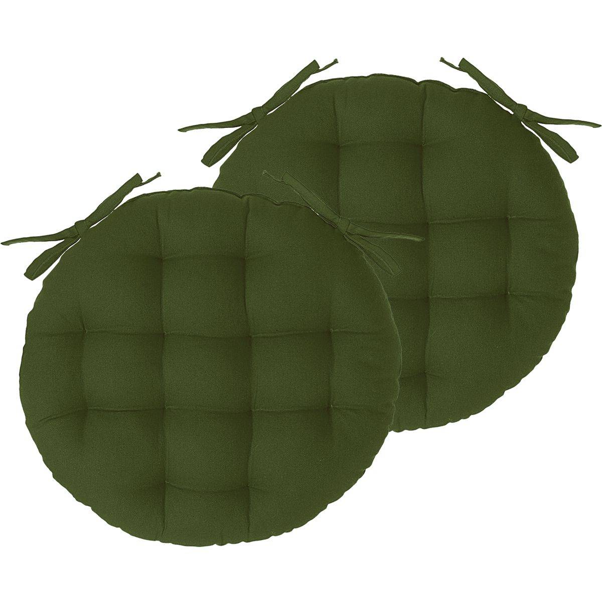 Atmosphera - Lot de 2 Galettes de chaise en Coton Vert kaki D 38 cm - Imagen 1