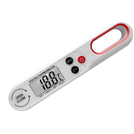Thermomètre alimentaire - Thermomètre à viande - Thermomètre de cuisine - Avec grand écran LCD et sonde pliable - Blanc-Lytech - Image 2