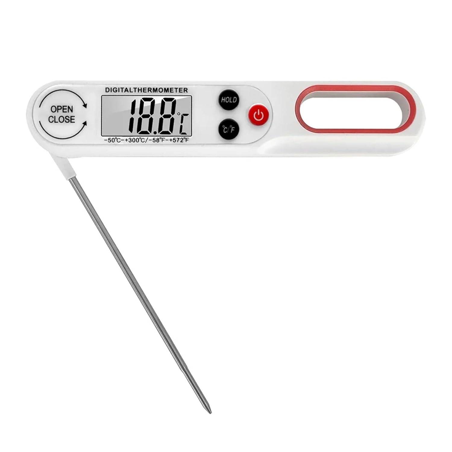 Thermomètre alimentaire - Thermomètre à viande - Thermomètre de cuisine - Avec grand écran LCD et sonde pliable - Blanc-Lytech - Image 1