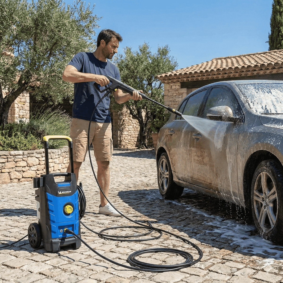 Nettoyeur Haute Pression 140 Bar 1900W Avec Nettoyeur de sols et brosse fixe 460 l/h Eau froide MICHELIN - Image 2