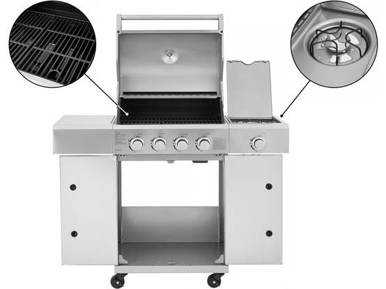 Barbecue Gaz En Inox Avec 5 Brûleurs Dont 1 Latéral "brazzo" - 118 X 57 X 104 Cm - Gris Clair -habitat Et Jardin - Image 3