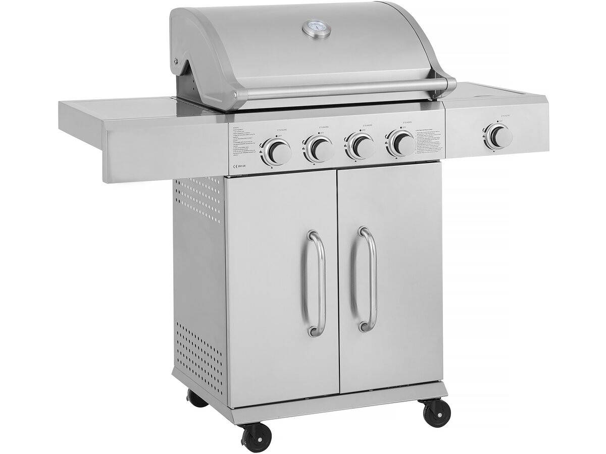 Barbecue Gaz En Inox Avec 5 Brûleurs Dont 1 Latéral "brazzo" - 118 X 57 X 104 Cm - Gris Clair -habitat Et Jardin - Image 1