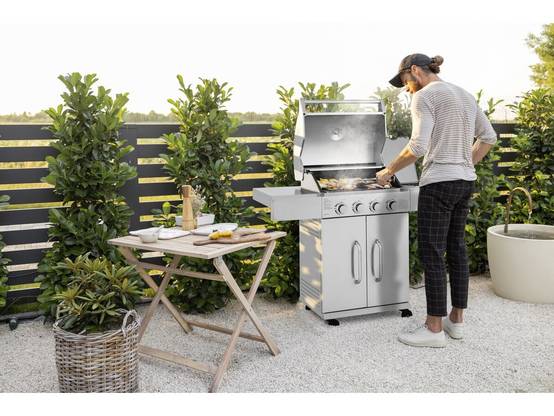 Barbecue Gaz En Inox Avec 5 Brûleurs Dont 1 Latéral "brazzo" - 118 X 57 X 104 Cm - Gris Clair -habitat Et Jardin - Image 2