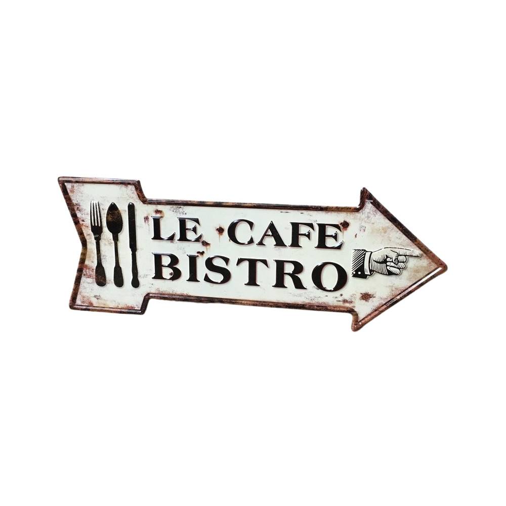 Plaque murale décorative vintage métal blanc café bistro 50x19cm Chemin de campagne - Imagen 4