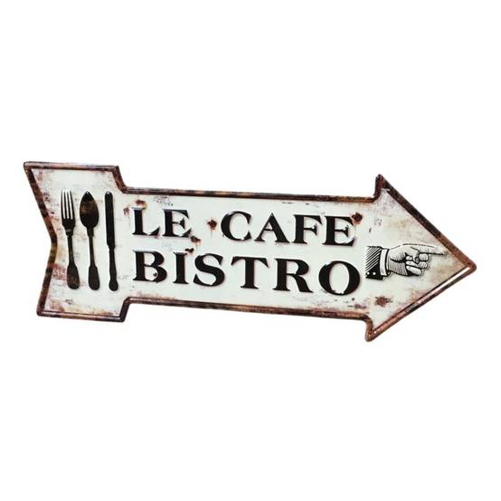 Plaque murale décorative vintage métal blanc café bistro 50x19cm Chemin de campagne - Imagen 1