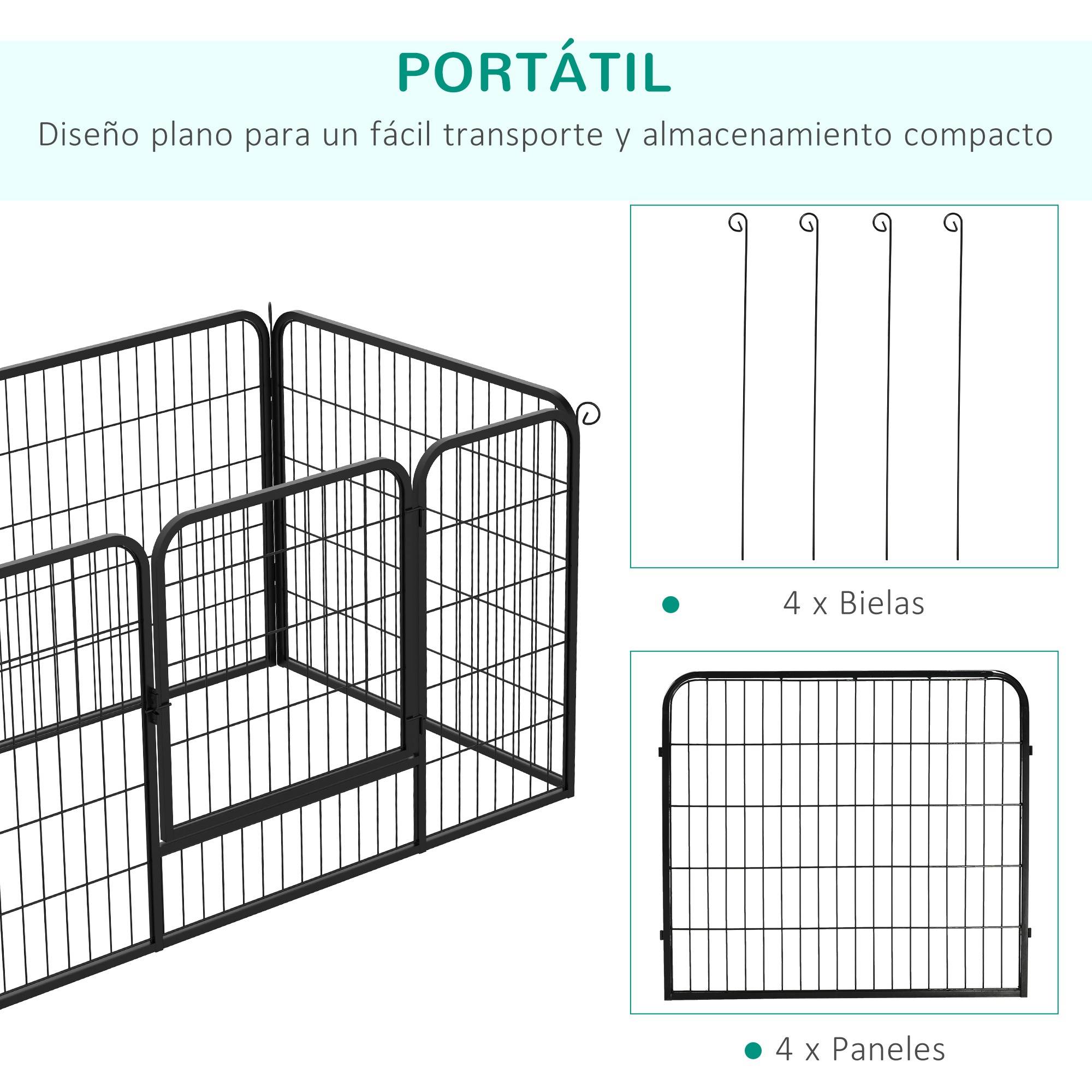 Parc à jeux rectangulaire pour chien avec 4 panneaux métalliques, porte et double verrouillage, enclos d'éducation, 125 x 80 x 70 cm, noir - Image 6