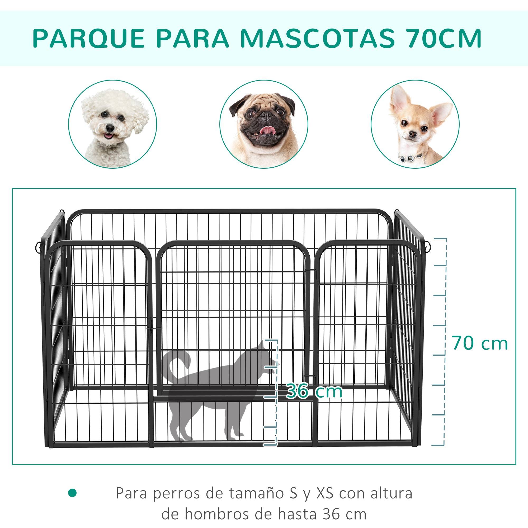 Parc à jeux rectangulaire pour chien avec 4 panneaux métalliques, porte et double verrouillage, enclos d'éducation, 125 x 80 x 70 cm, noir - Image 7