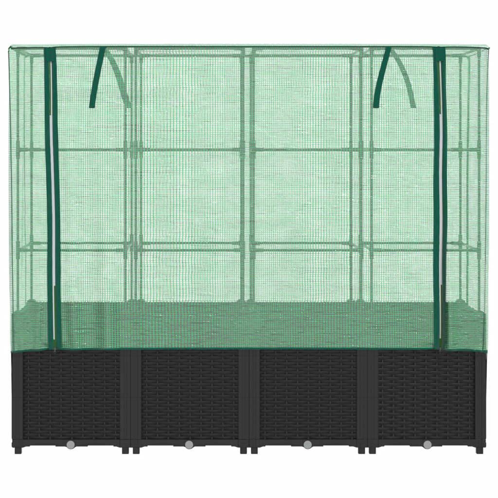 ComfortXL - Potager sur Pieds 160cm Noir avec Cadre et Housse de Serre, Bac de Culture Design Rotin, H153cm – ComfortXL Outdoor Living - Image 4
