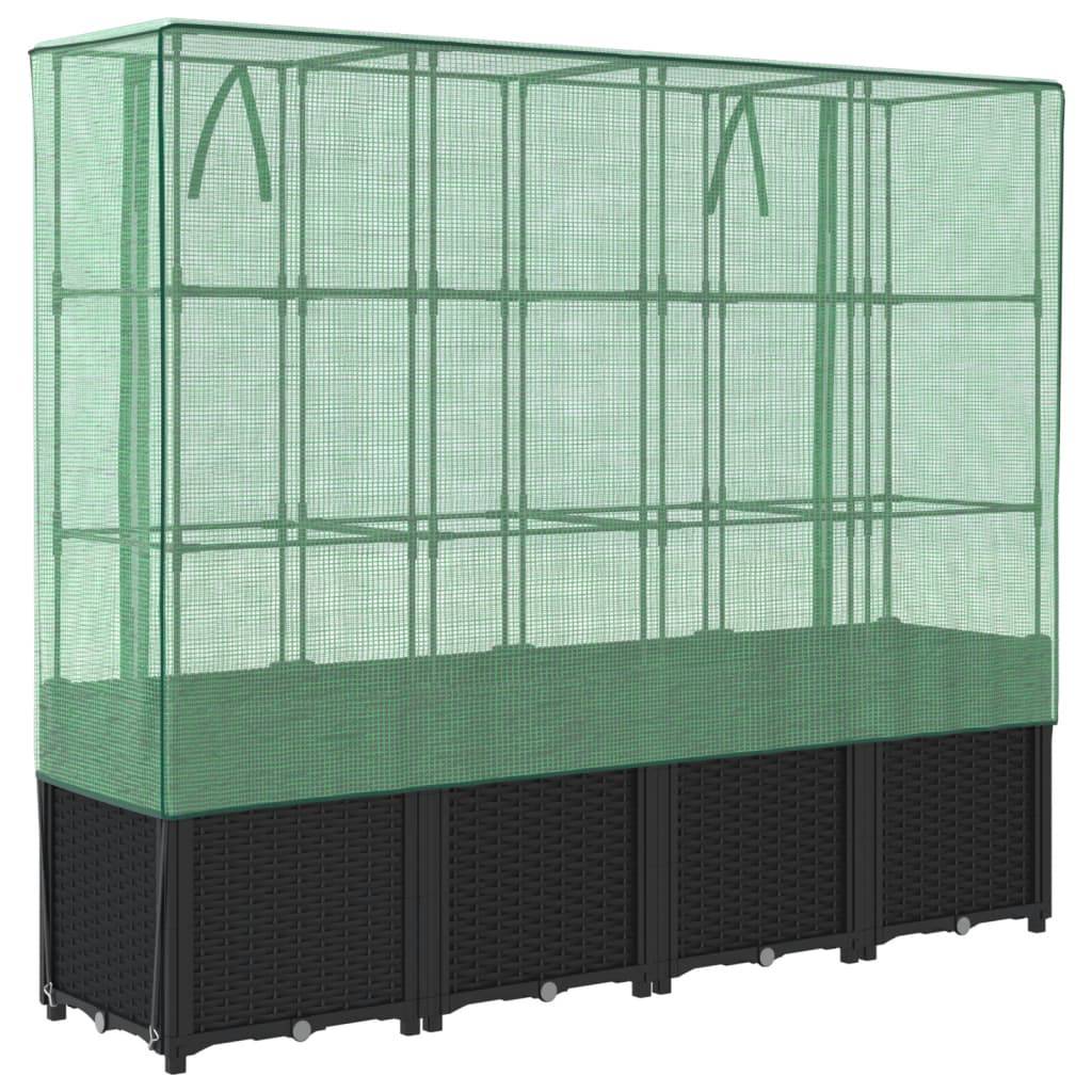 ComfortXL - Potager sur Pieds 160cm Noir avec Cadre et Housse de Serre, Bac de Culture Design Rotin, H153cm – ComfortXL Outdoor Living - Image 6