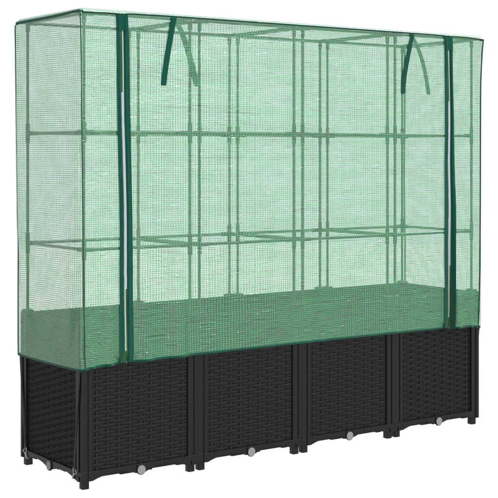 ComfortXL - Potager sur Pieds 160cm Noir avec Cadre et Housse de Serre, Bac de Culture Design Rotin, H153cm – ComfortXL Outdoor Living - Image 2