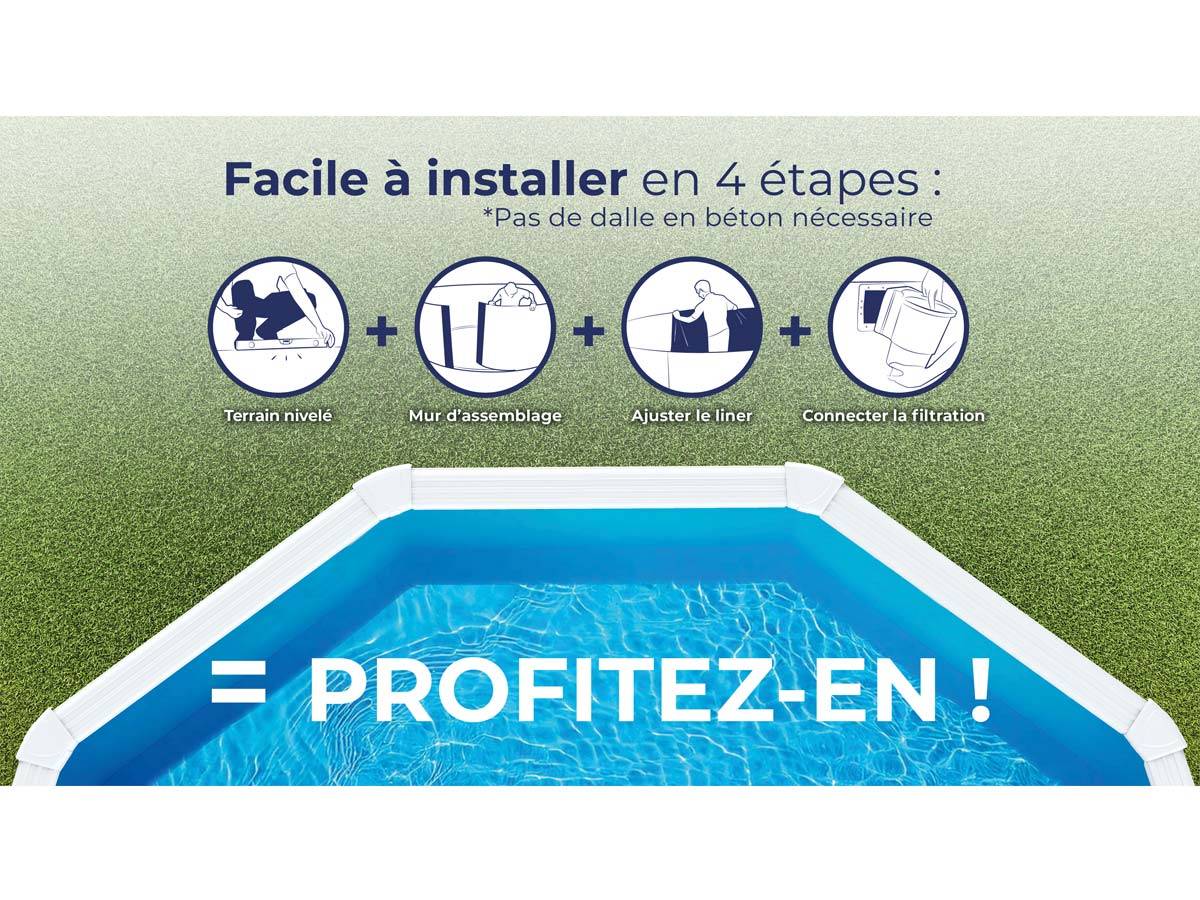 Gré - Kit piscine acier blanc Gré Haïti ovale 6,34 x 3,99 x 1,32 m + Bâche à bulles - Imagen 9