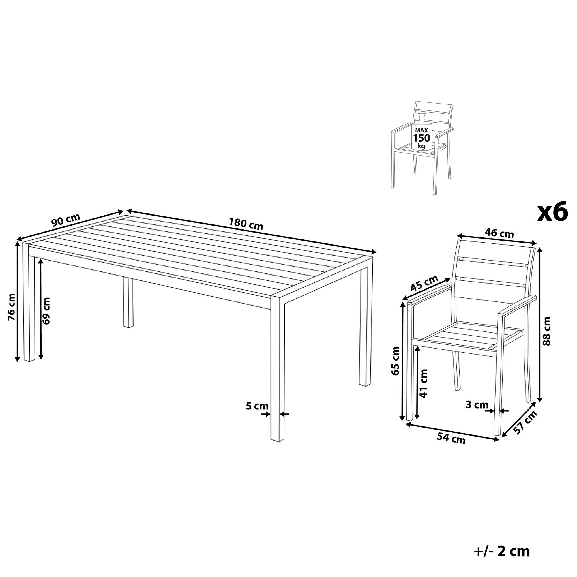 Set de salle à manger Bois synthétique Marron VERNIO - Beliani - Image 2