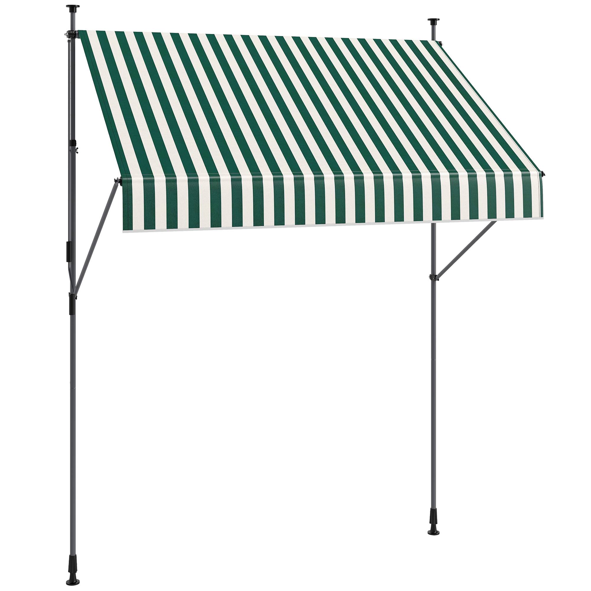 ComfortXL - Store Banette Aluminium Balcon Fixation Sans Perçage Hauteur Réglable 2x1.2m Vert/Blanc - ComfortXL Outdoor Living - Image 1