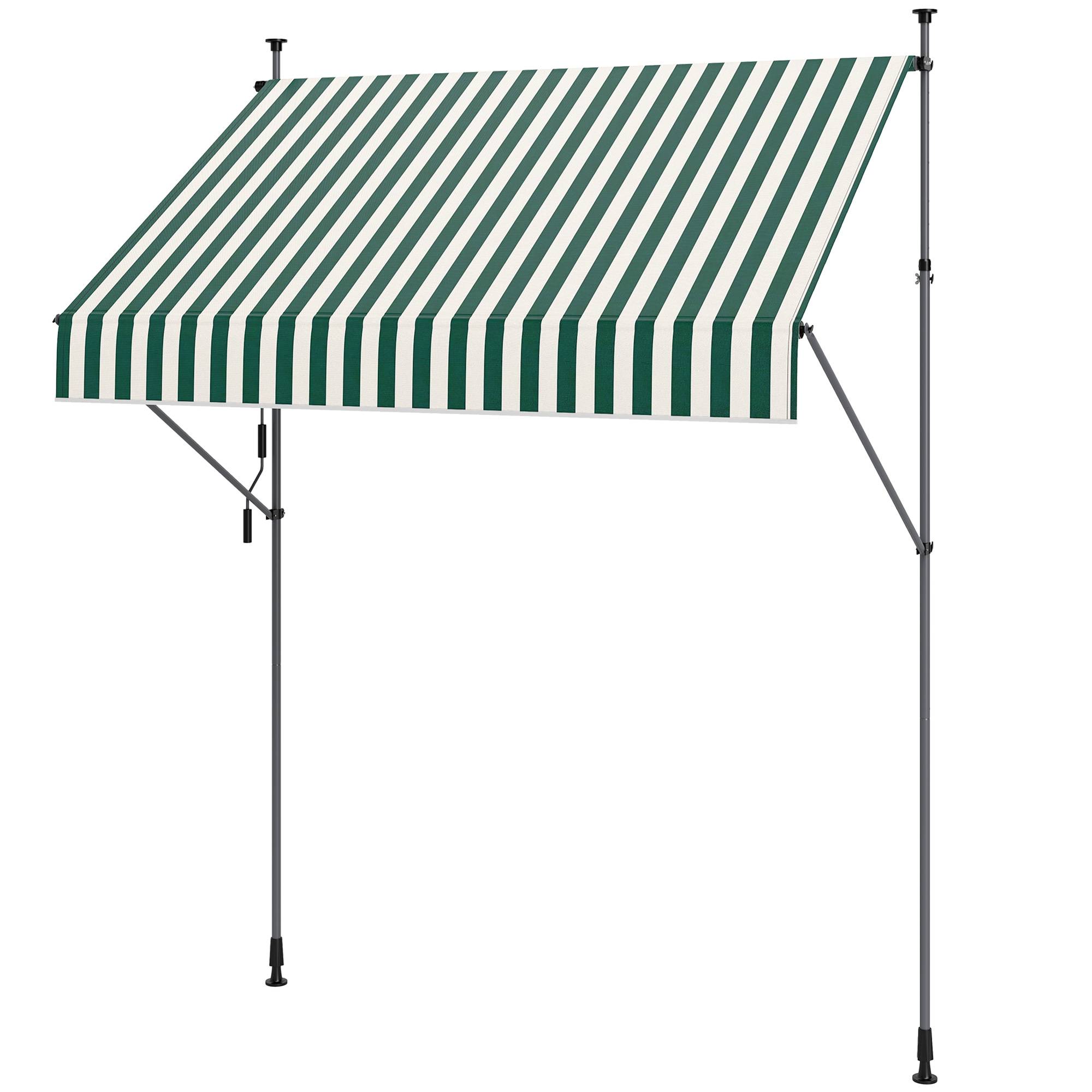 ComfortXL - Store Banette Aluminium Balcon Fixation Sans Perçage Hauteur Réglable 2x1.2m Vert/Blanc - ComfortXL Outdoor Living - Image 2