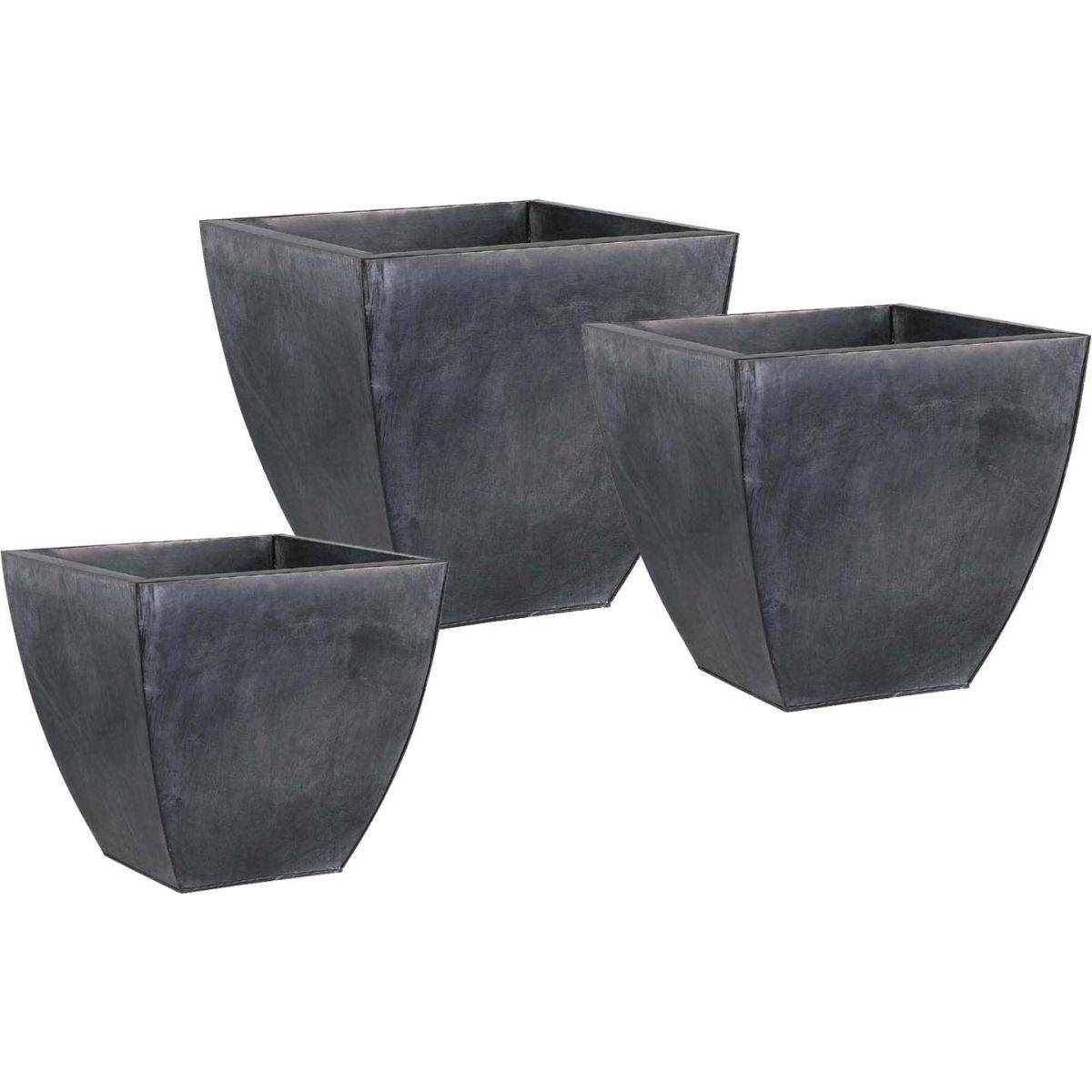 Aubry Gaspard - Cache pot en zinc noir (Lot de 3) - Imagen 1
