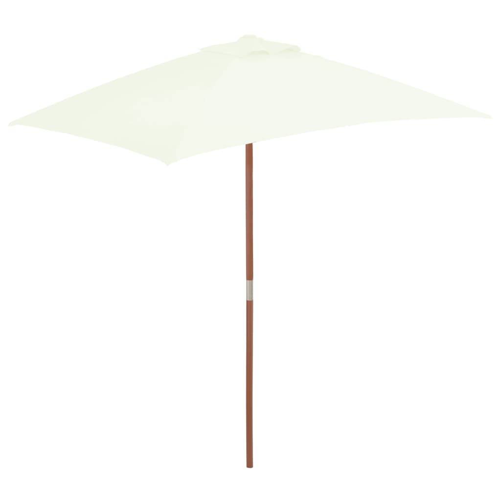 Helloshop26 - Parasol avec mât en bois 150 x 200 cm sable - Imagen 1