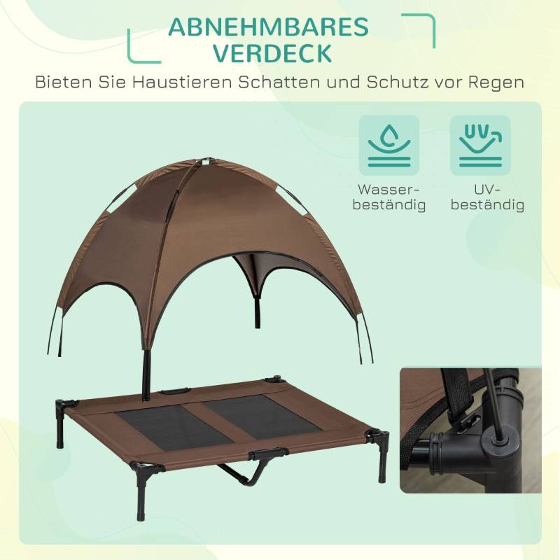 Lit surélevé pour chien Métal Extérieur Avec auvent respirant 92x76x90cm Marron - ComfortXL Outdoor Living - Image 5