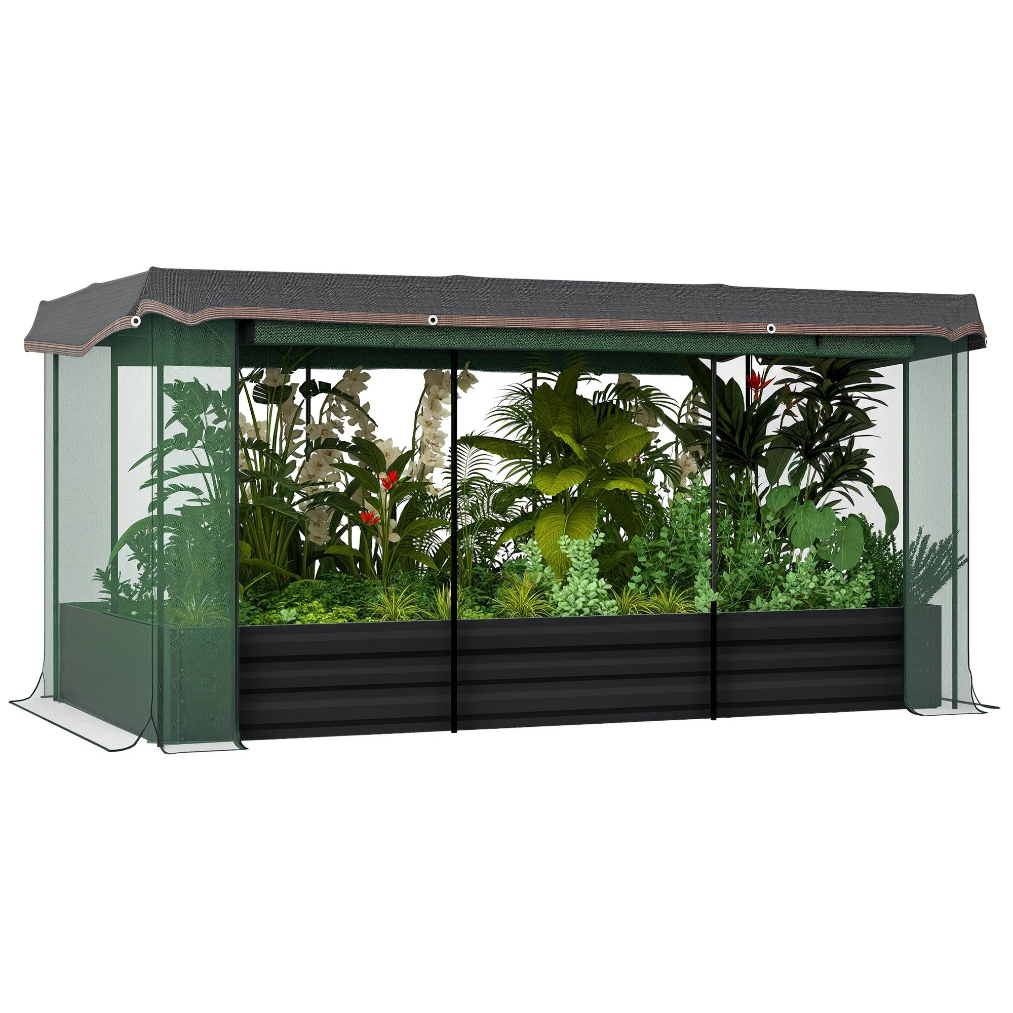 PANGIVO - Carré potager acier galvanisé gris vert et noir 230 x 110 x 110 cm - PANGIVO - Image 1