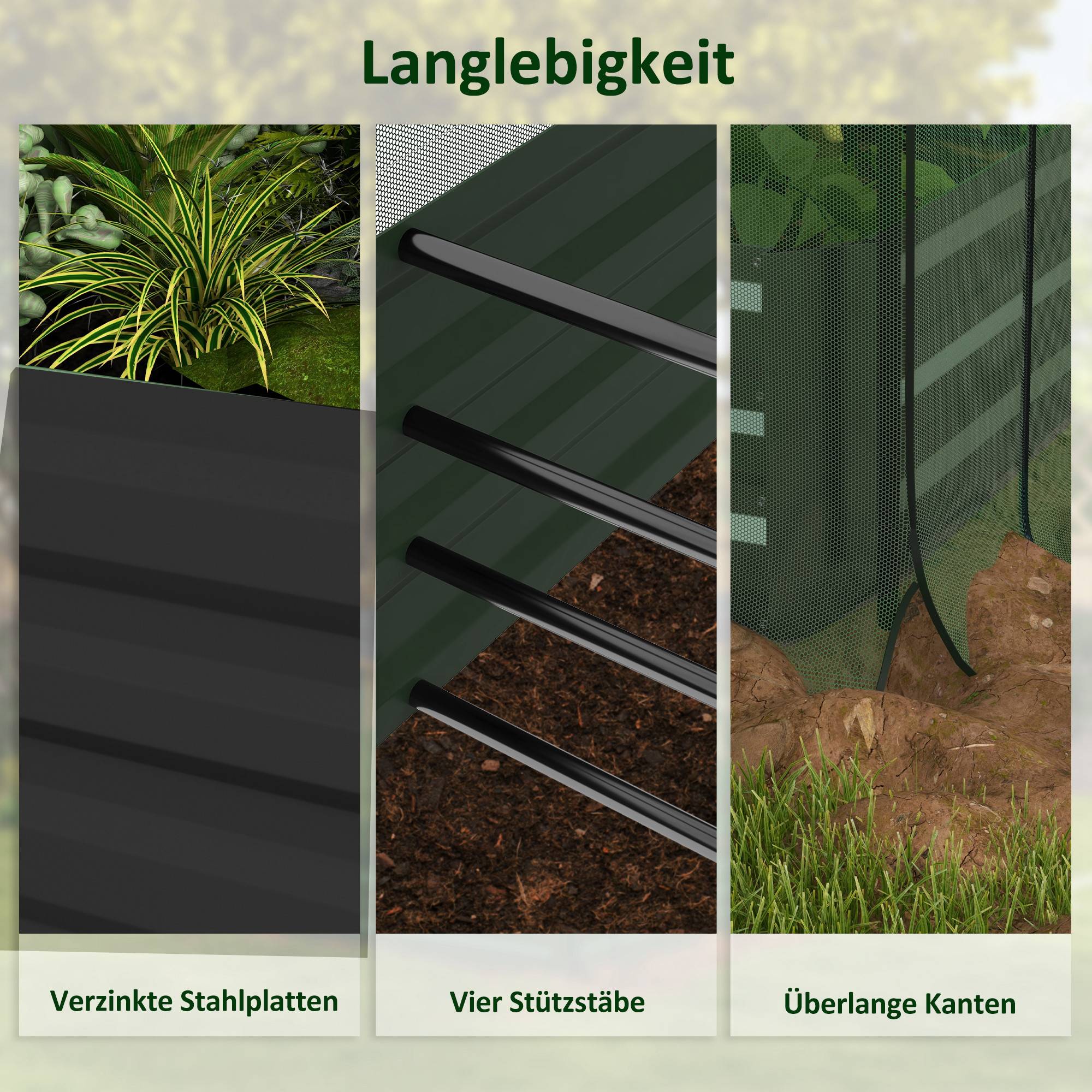 PANGIVO - Carré potager acier galvanisé gris vert et noir 230 x 110 x 110 cm - PANGIVO - Image 9