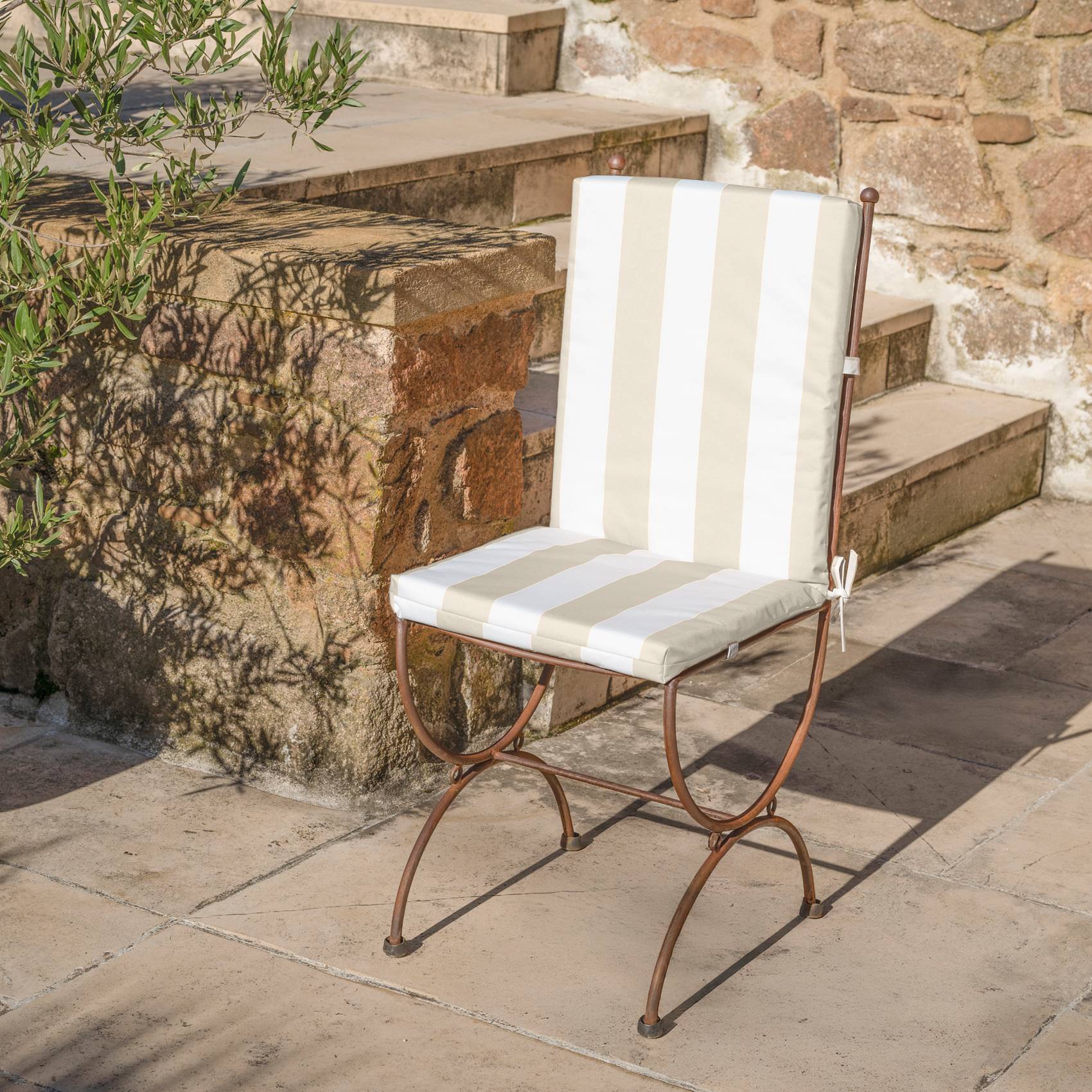 Home Maison - Coussin de fauteuil assise et dossier imperméable  à rayures ARCACHON - HOME MAISON - Polyester - Lin - Image 5