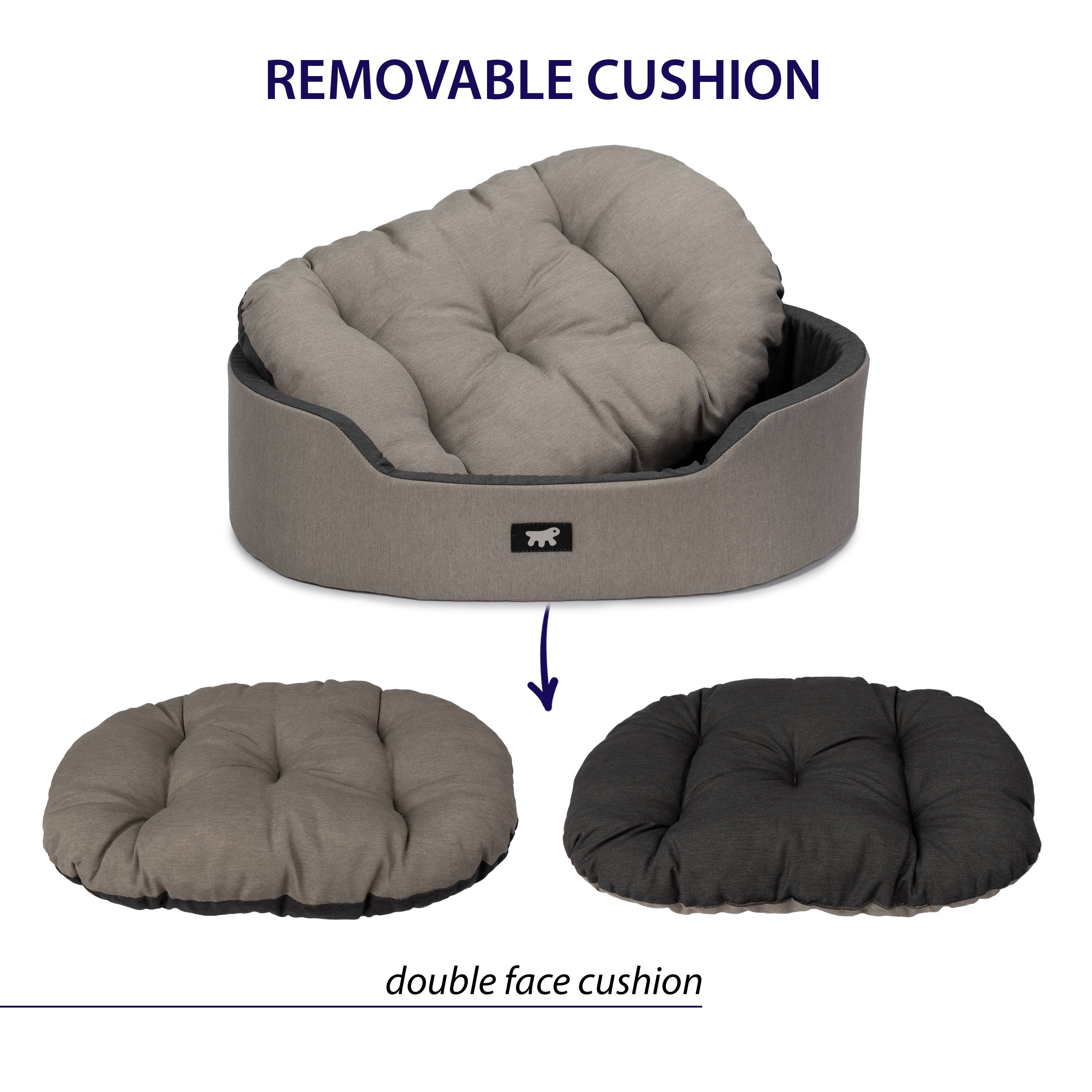 Ferplast - Ferplast Panier Chien Dandy, Coussin Amovible et Lavable, Housse en Coton avec Rembourrage Doux, Lit Chiens Moyen, 80 x 55 x H 18 cm, Marron - Imagen 5