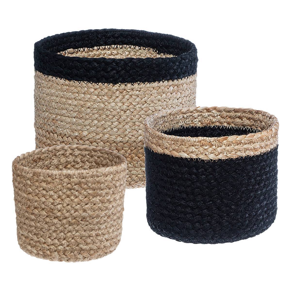 Atmosphera - Set de 3 paniers jute noir D11/16/19cm - Atmosphera Créateur d'intérieur - Imagen 1