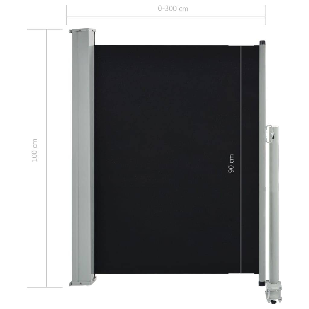 Helloshop26 - Auvent paravent store brise-vue latéral rétractable de patio jardin terrasse balcon protection visuelle écran 100 x 300 cm noir - Imagen 6