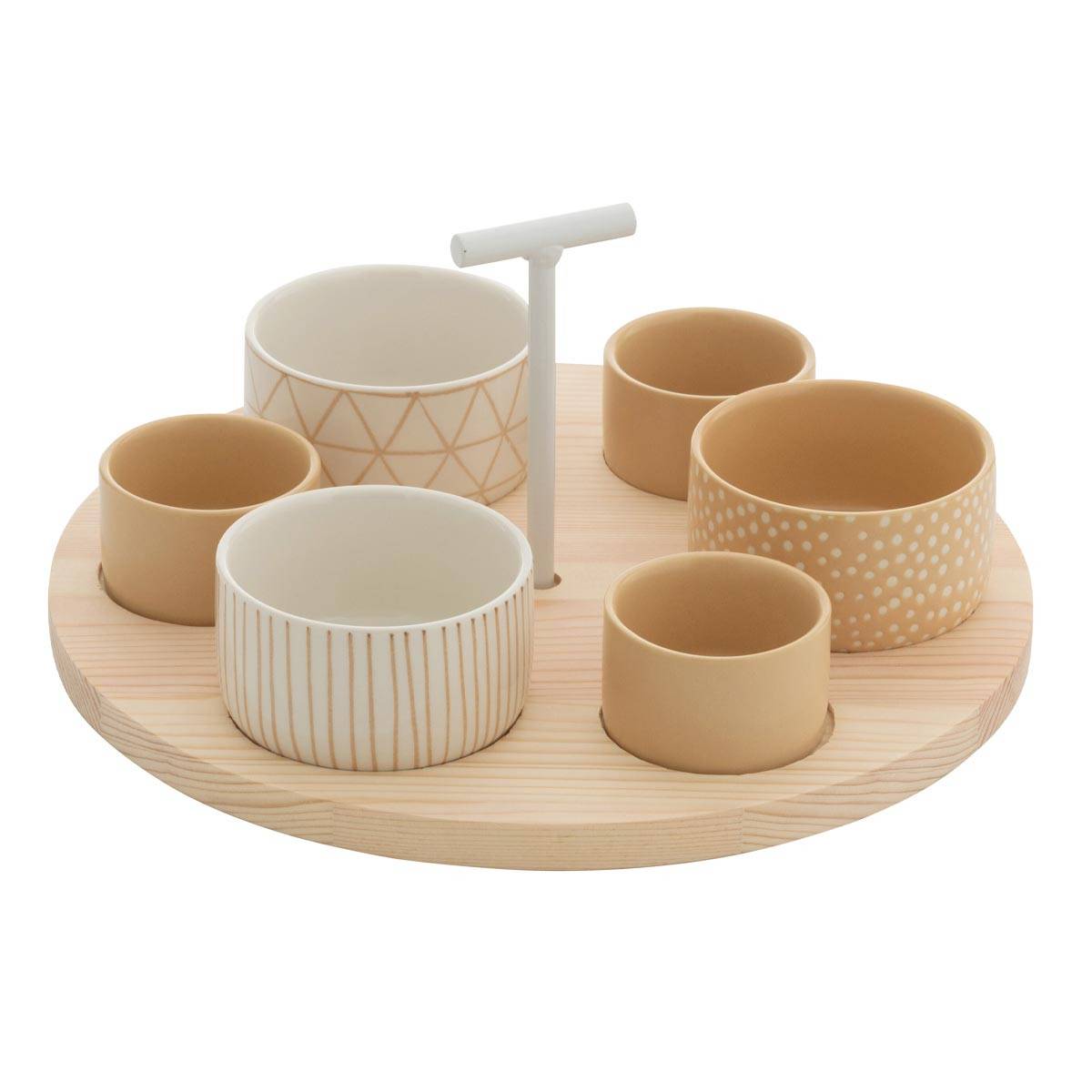 Service Apéritif 7 Pièces "Avery" 29cm Crème & Blanc - Image 1