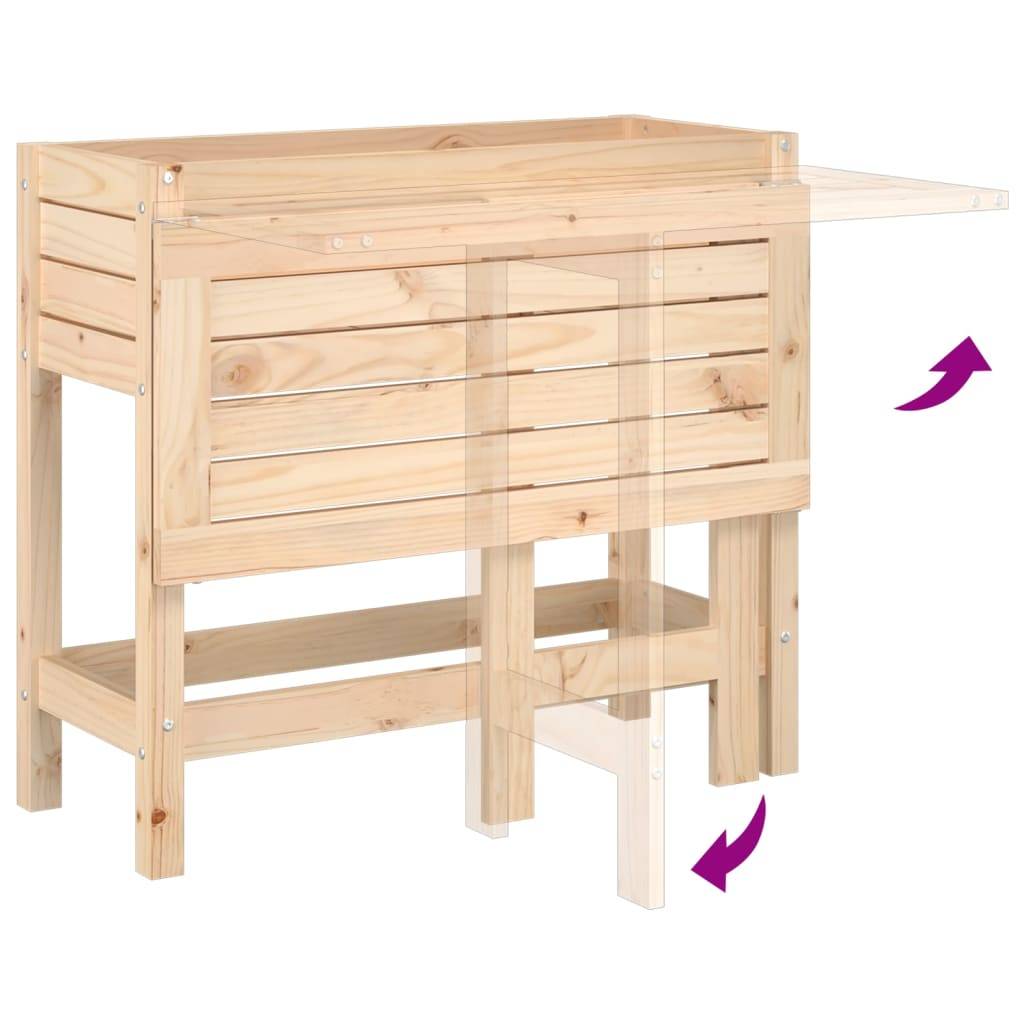 Maison Chic - Jardinière, Bac à fleurs, Pot de fleurs avec dessus de table pliable bois de pin massif - Imagen 7