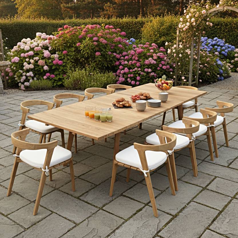 Teck'Attitude - Table extensible rectangulaire teck massif 190/290 x 100 cm Flora XL - TECK'Attitude - Imagen 7