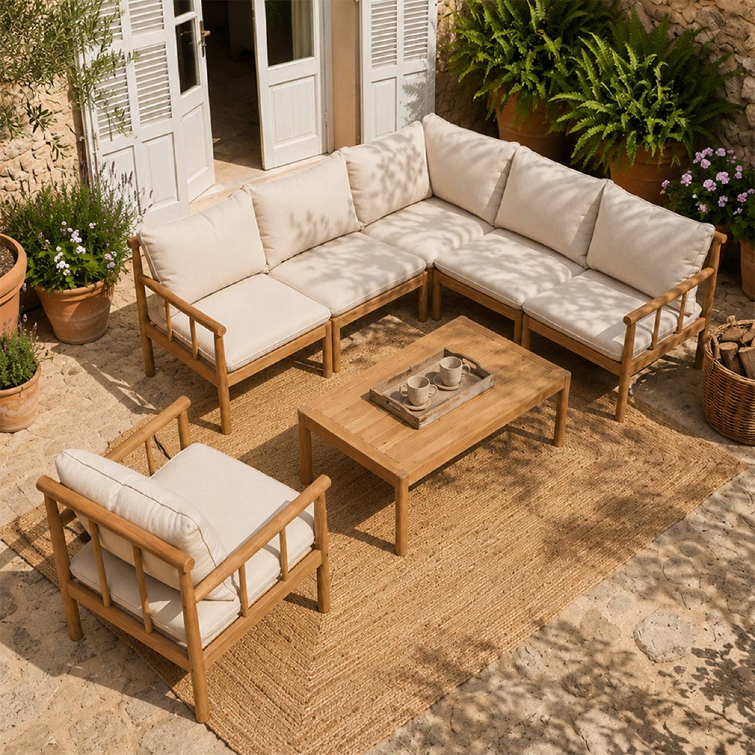 Salon de jardin 6 places en bois d’acacia certifié FSC PAKKRET - Image 6