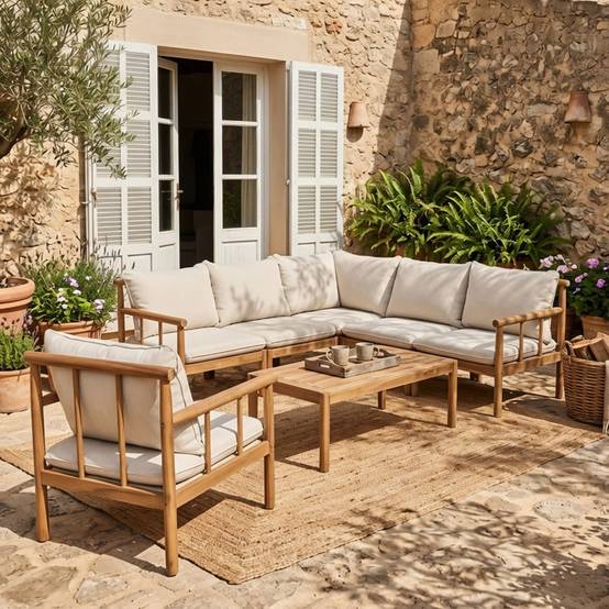 Salon de jardin 6 places en bois d’acacia certifié FSC PAKKRET - Image 4