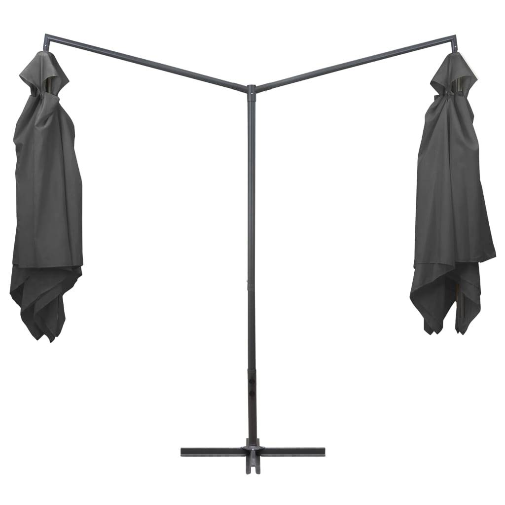 Helloshop26 - Parasol d'extérieur double avec mât en acier 250 x 250 cm anthracite - Imagen 3