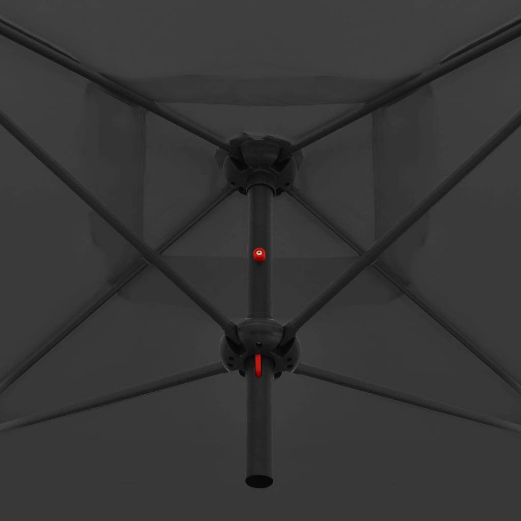 Helloshop26 - Parasol d'extérieur double avec mât en acier 250 x 250 cm anthracite - Imagen 4