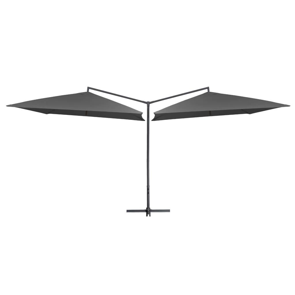 Helloshop26 - Parasol d'extérieur double avec mât en acier 250 x 250 cm anthracite - Imagen 2