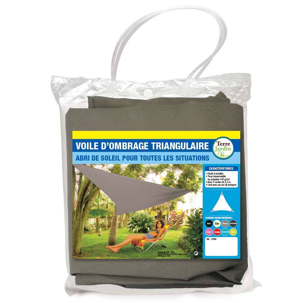 Terre Jardin - Voile d'ombrage triangulaire 3.6 mètres Taupe - Imagen 1