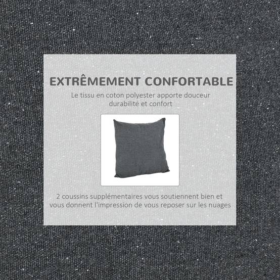 Chaise hamac coton patio fauteuil suspendu 2 coussins 100x130cm gris - ComfortXL Outdoor Living - Image 6