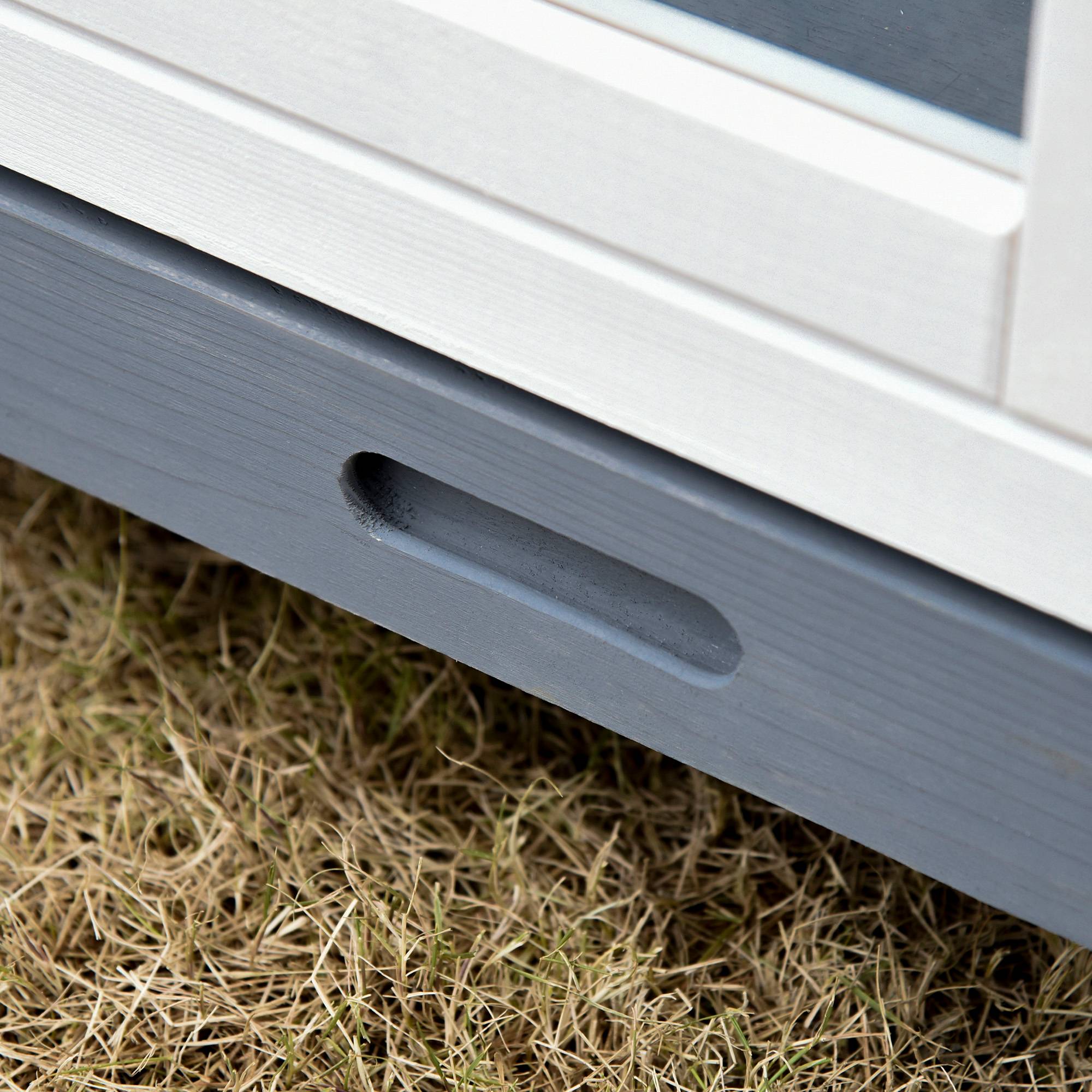 ComfortXL - Villa clapier sapin intérieur extérieur 2 niveaux roulettes 102x60x63cm gris - ComfortXL Outdoor Living - Image 10