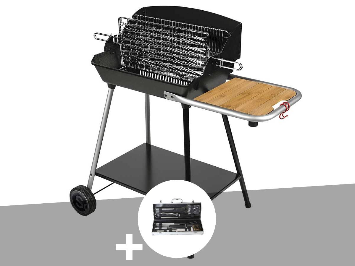 Somagic - Barbecue Horizontal et Vertical Excel Grill + Malette 8 accessoires inox - Somagic