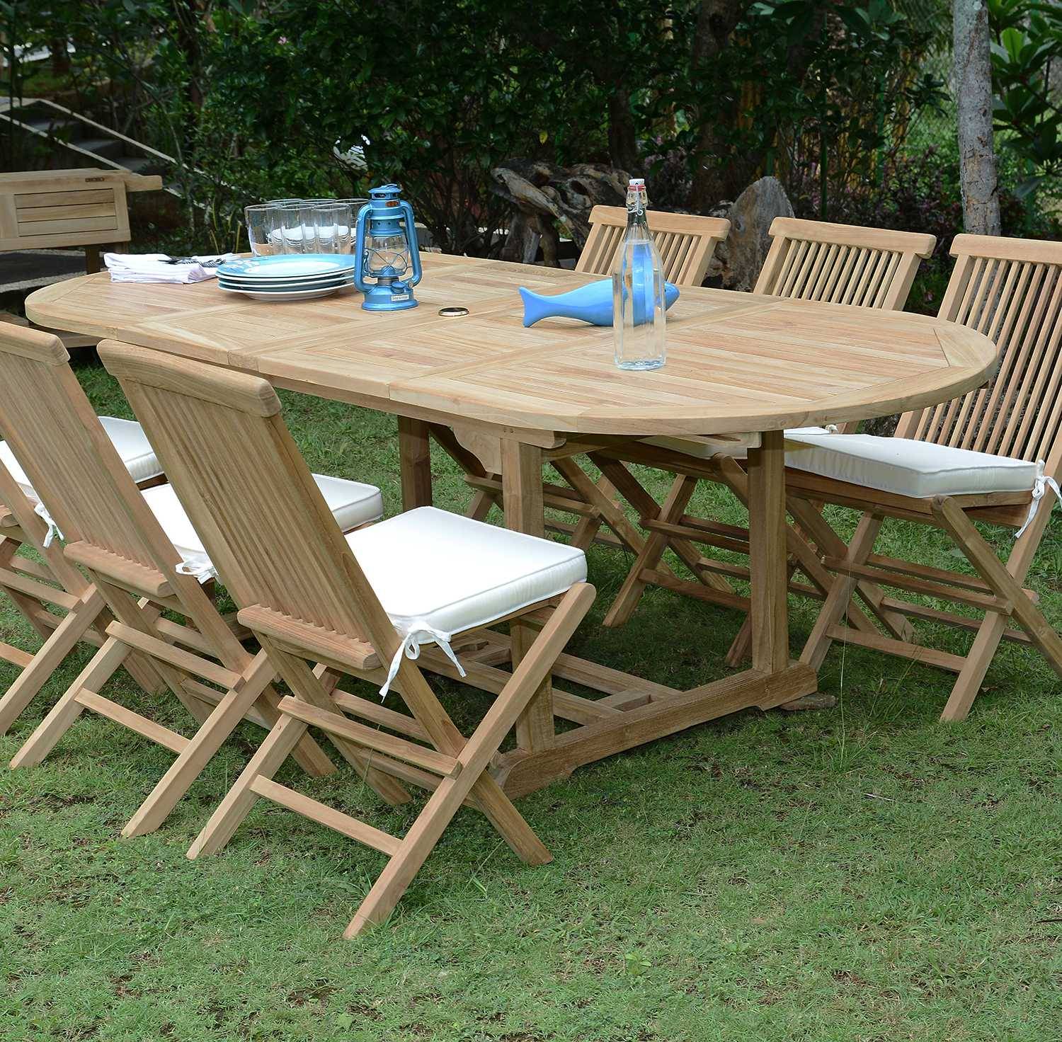 Table extensible ovale teck massif Vérone 160/240 x 100 cm - TECK'Attitude - Imagen 2