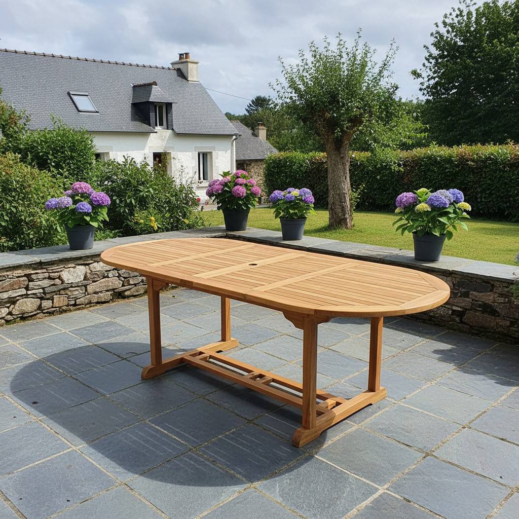 Teck'Attitude - Table extensible ovale teck massif Vérone 160/240 x 100 cm - TECK'Attitude - Imagen 4